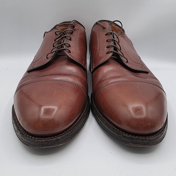 Mens 972 Alden Straight Tip Blucher Brown Cap Toe Oxford Shoes Size 11.5 Leather main image 4